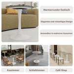 Coffee Table 27.6-inch Round Marble Top Mid-Century Modern - White/Gray Veined Finish