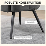 Wingback Chair with Stool, Upholstered Lounge Chair, Dark Grey Velvet