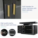 LED Sideboard Buffet Cabinet with 16-Color Lights and 3 Drawers, Black