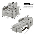 3-in-1 Extendable Single Sleeper Sofa with Cup/Phone Holders, Perfect for Small Spaces