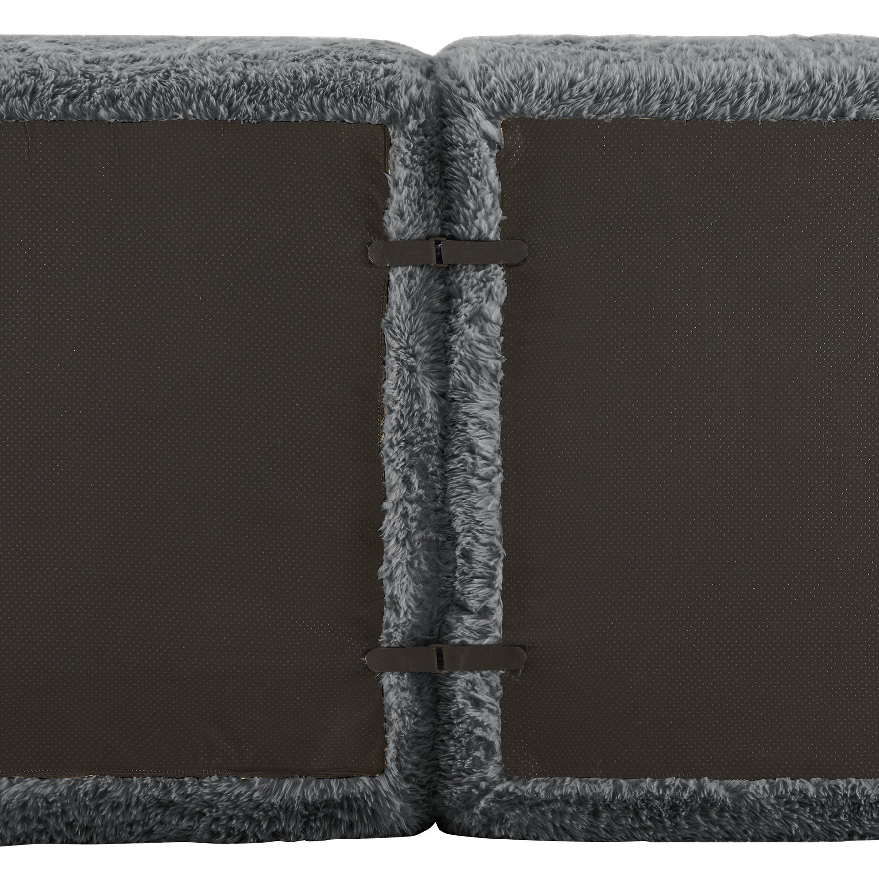 L-shaped 2-Seater Sofa, Modular Plush Fabric, Grey