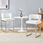 Bar Stools 2-Pack Nordic Style Modern Square Design Silver Metal Legs