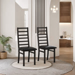 Metal Dining Chairs, High Back Armless, Steel Legs, PU Leather, Black