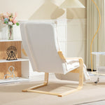 Lounge Chair with Adjustable Footrest, Rocking, Sherpa Fleece, White