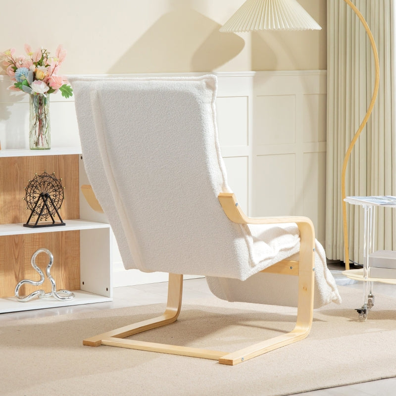 Lounge Chair with Adjustable Footrest, Rocking, Sherpa Fleece, White