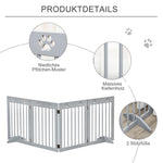 Dog Gate, 4-Part Foldable Freestanding, Wooden Light Grey