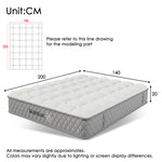Upholstered Bed 140x200cm with 4 Drawers & USB, Beige Linen