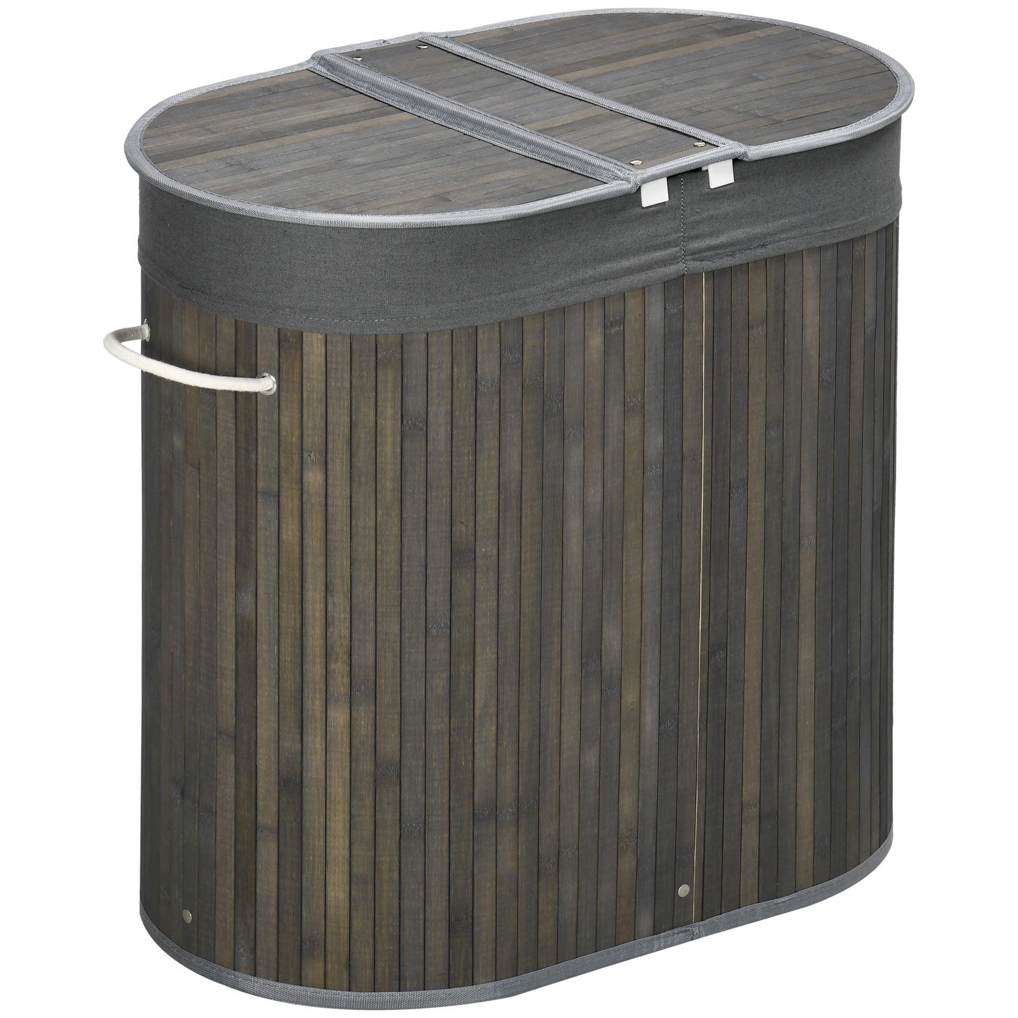 Bamboo Laundry Basket, 100L with 2 Removable Bags, Gray