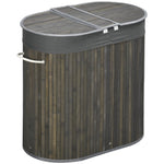 Bamboo Laundry Basket, 100L with 2 Removable Bags, Gray