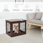 Dog Crate, 2 Entrances, Lockable, MDF and Metal, Brown