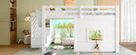 Loft Bed 140x200 with Storage Stairs and Window, White