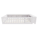 Kids Bed 90x200cm with Storage & Safety Rail, Solid Wood White