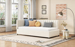 Upholstered Bed Sofa Bed, 90x200 Multifunctional with Slatted Frame, Beige Velvet Fabric