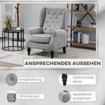 Single armchair, wing chair accent chair with tufting wooden feet, polyester grey
