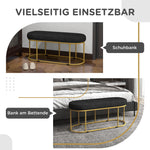Upholstered Bench, Velvet Look, 200kg, Steel, Black