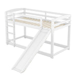 Bunk Bed 90x200cm with Slide, Solid Wood Frame for Kids & Teens, White