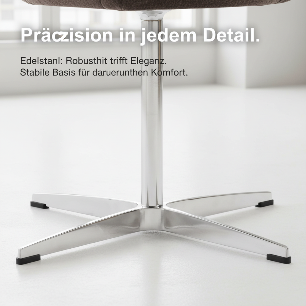 Moby Premium Swivel Dining Chair - Deep Seat High Armrests Stainless Steel Frame - Mocha Fabric