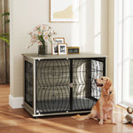 Dog Cage, Kennel, Indoor Pet Crate with Cushion, Large, Gray