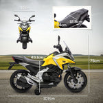 Electric Kids Motorcycle, Honda, 3 km/h, Music & Light, Yellow