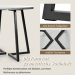 Dining Set 5-Piece Round Table Black Metal White MDF Black Velvet