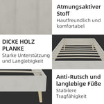Modern Minimalist Bed Frame, 90x200 cm Low-Profile Base, Beige Dutch Velvet