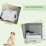 Cat Litter Box, Adjustable Divider Magnetic Doors, White