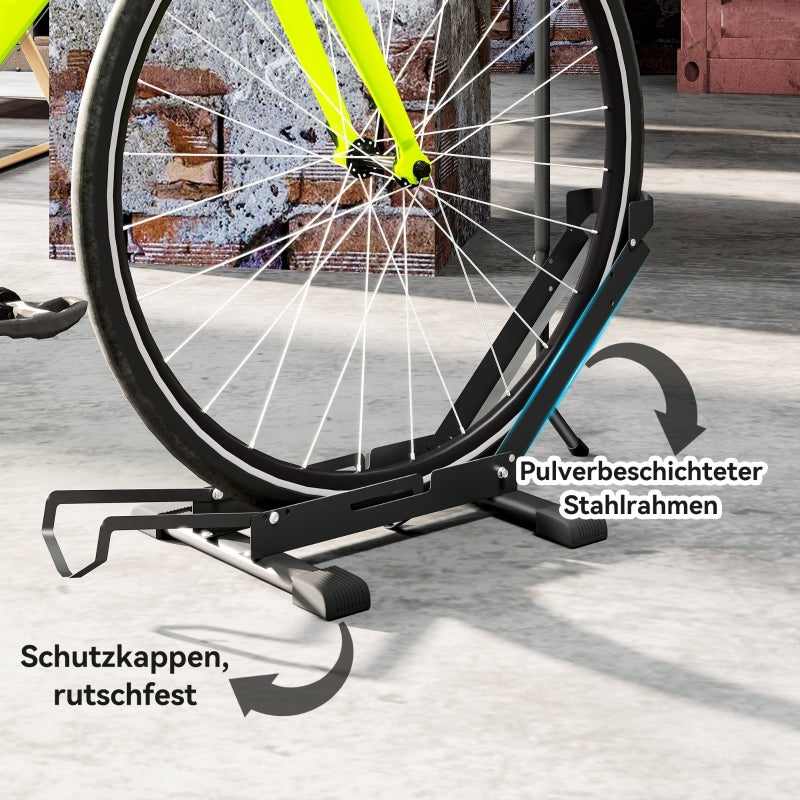 Bicycle Stand, Free-Standing Floor Parker with 80mm Tire Widths, Steel, Black