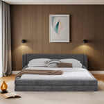 Double Bed 140x200cm Comfortable Backrest Chenille - Dark Grey