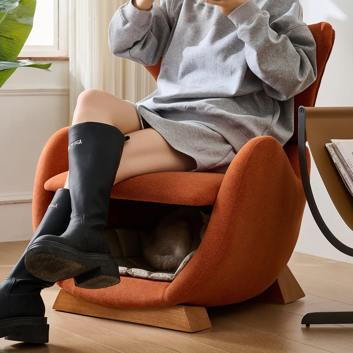 Designer Lounge Chair - Pet-Friendly, Anti-Scratch Fabric