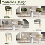 Modern Chairs Set of 6 with Angled Legs and Adjustable Feet, Green Corduroy