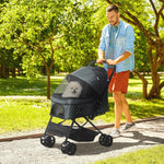 Dog Buggy, Pet Stroller for Small Dogs & Cats, Dark Grey Oxford