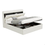 Upholstered Bed 160x200cm Hydraulic & Concealed Headboard Storage PU - White