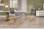 Velvet Dining Chair Set of 4, Luxury Swivel Armchair with Metal Legs, Grey Velvet