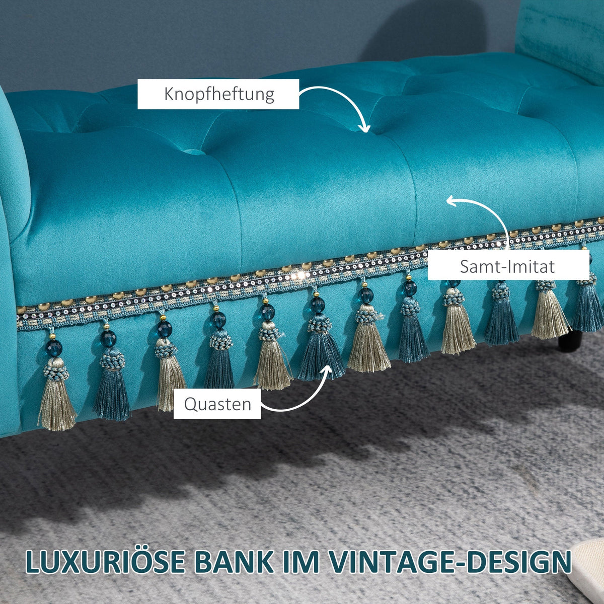 Bench Upholstered Stool, Polyester Foam, Blue