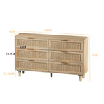 Rattan Storage Cabinet 6-Drawer 130cm Natural