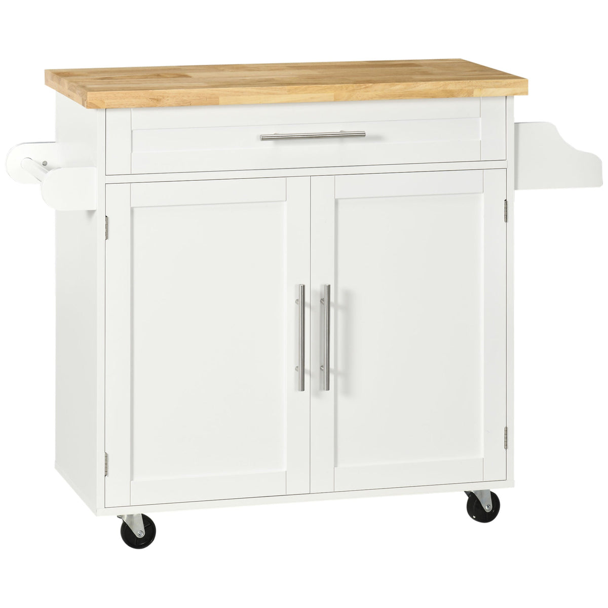 Kitchen Trolley Serving Cart Worktop Spice Rack Towel Rail White