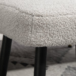Square Footstool/Stool, Footrest Steel Legs, Cashmere Look Light Grey