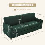 2-Seater Sofa Modern USB-C LED Cup Holders Side Pockets - Emerald Chenille