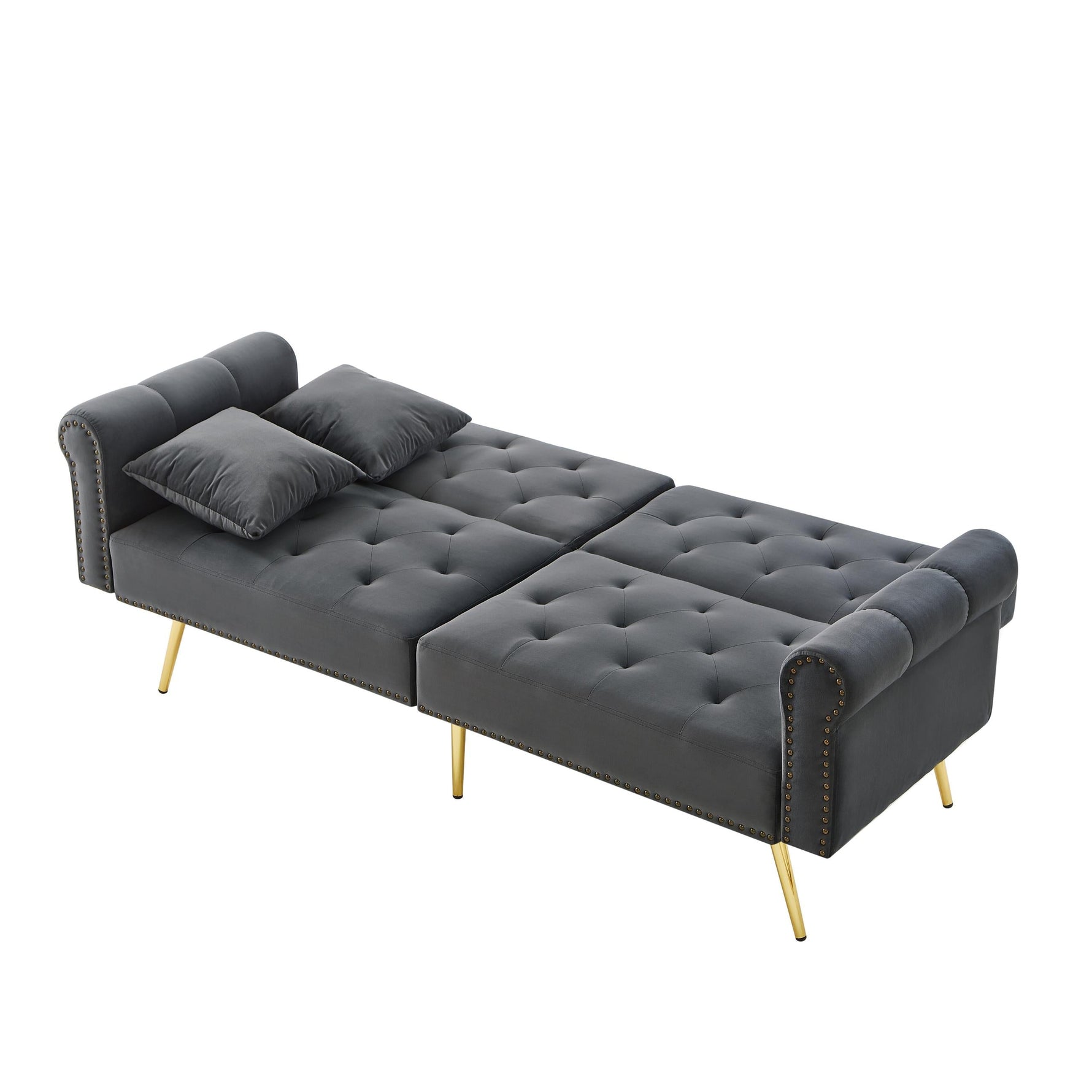 Sofa Bed, Modern 2-Seater with 3-Level Adjustable Backrest, Velvet
