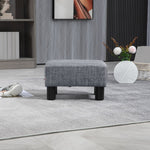 Footstool Rectangular Ottoman Upholstered Linen 150kg Capacity, Grey