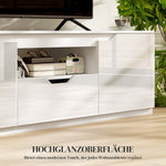 TV Cabinet Lowboard, 2 Doors, Drawer, 160cm, White