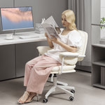 Office Chair Swivel Height-Adjustable Footrest 120kg, Faux Leather White