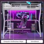 Loft Bed 90x200cm Desk LED USB Port Stairs - White
