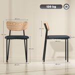 Dining Chairs Set of 2, Armless, Upholstered Steel Legs, Grey Linen Look