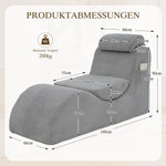 Modern Leisure Chair with Ergonomic Design and Side Pocket, Light Grey