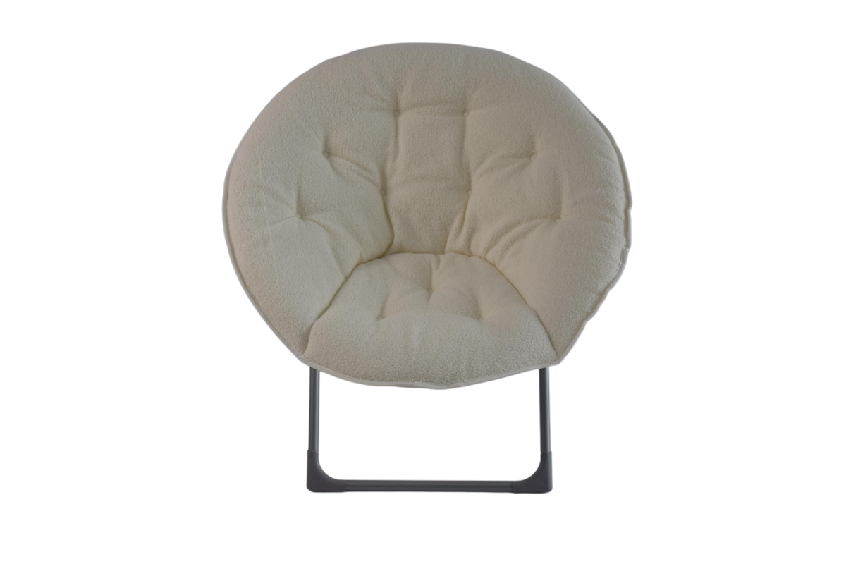 Folding Saucer Moon Chair Portable Soft Sheep's Wool Beige