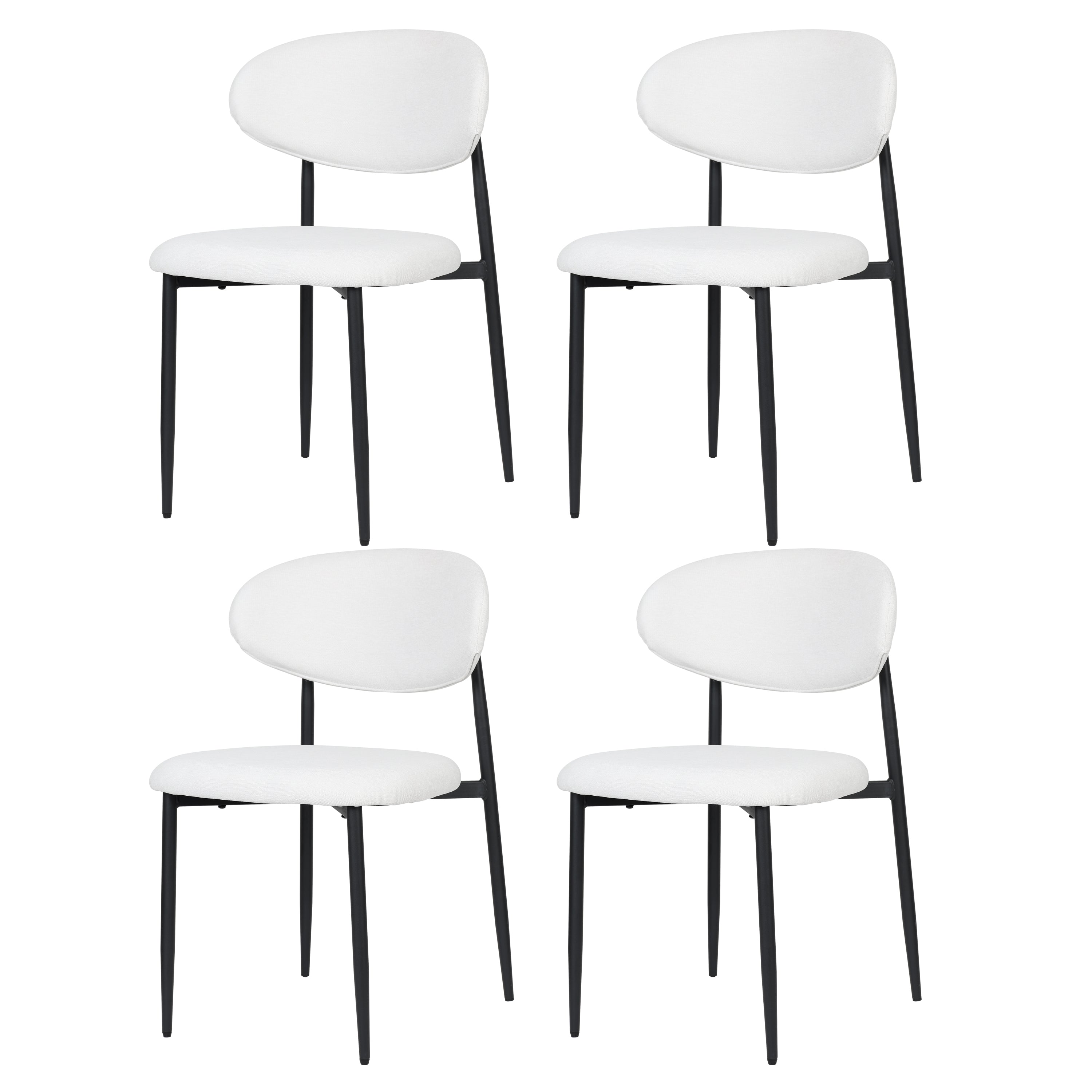 Dining Chair Samuel, Set of 4 Classic Design Metal Frame, White