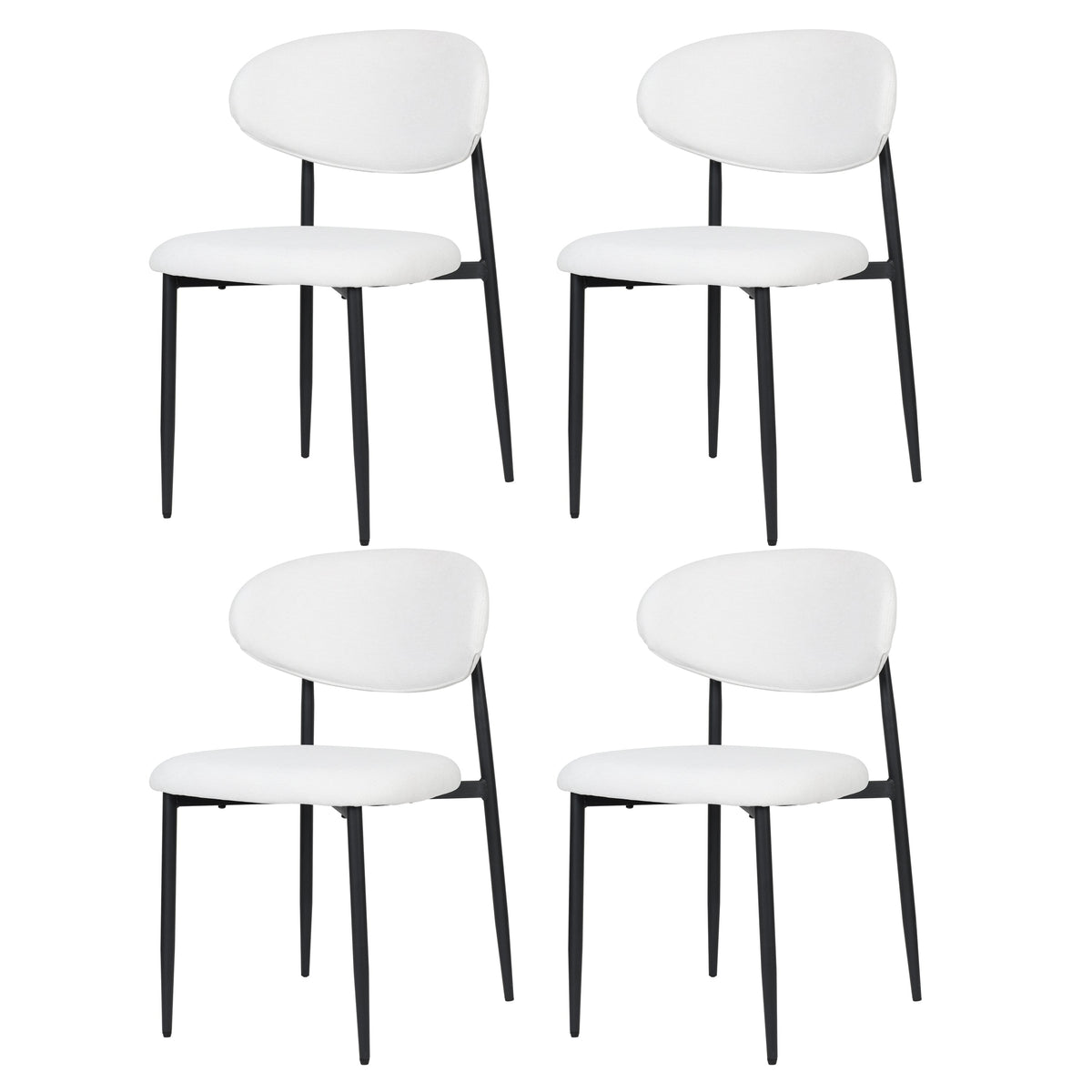 Dining Chair Samuel, Set of 4 Classic Design Metal Frame, White