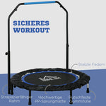 Fitness Trampoline, Foldable, Adjustable Handle, Ø102cm, Black/Blue