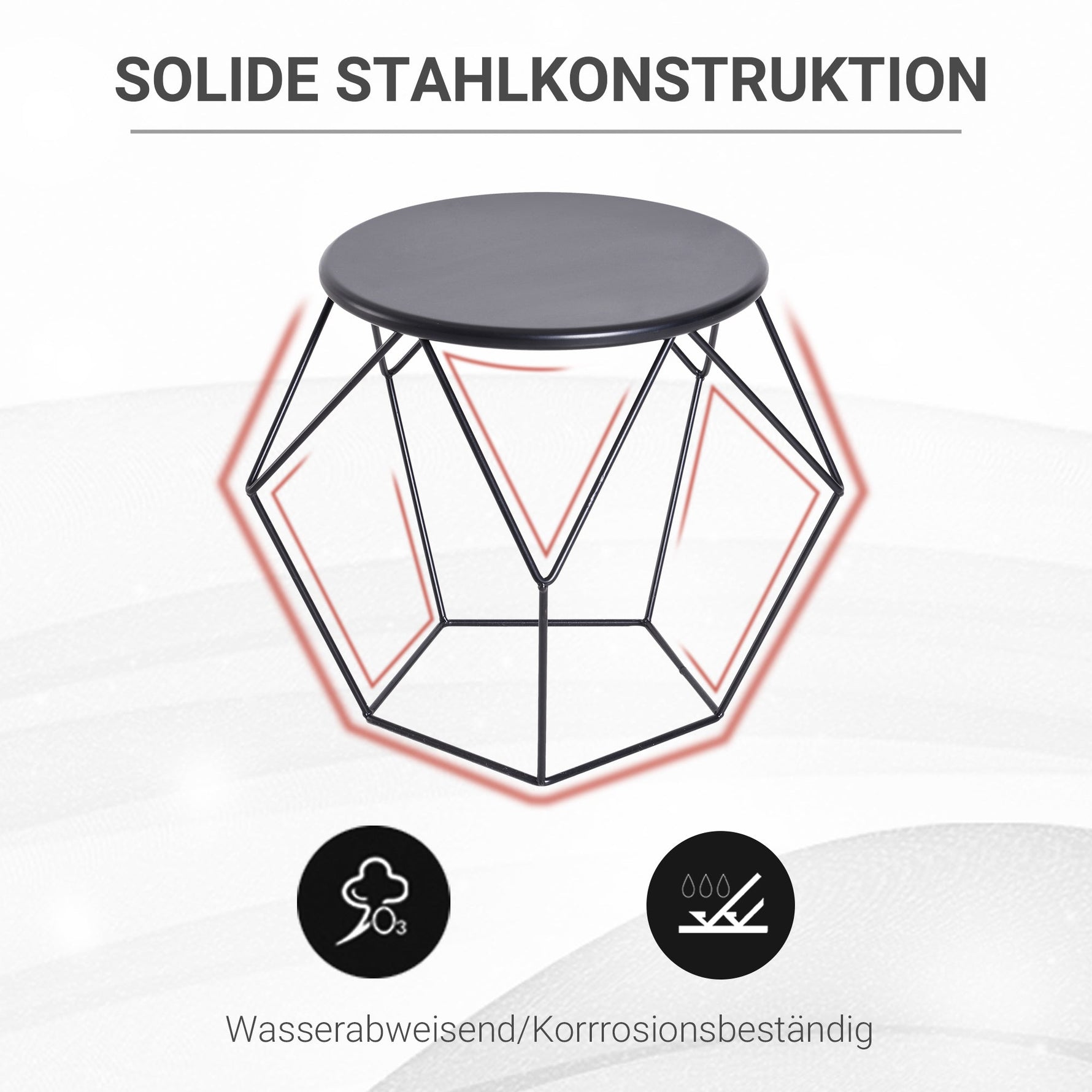 Round Coffee Table with Storage, Nesting, Metal